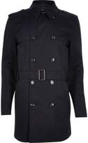 Thumbnail for your product : River Island Mens Navy double breasted military trench coat