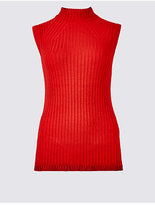 Thumbnail for your product : M&S Collection Ribbed Funnel Neck Sleeveless Jumper
