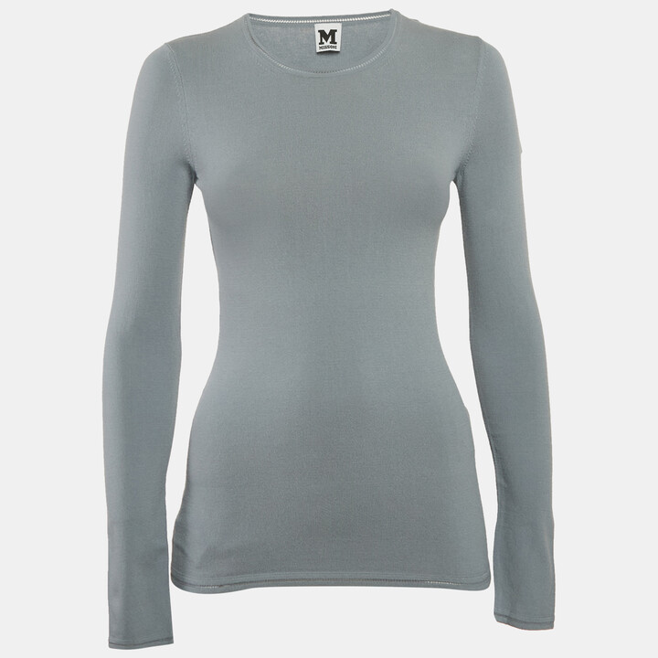M Missoni Grey Stretch Knit Crewneck Sweatshirt L