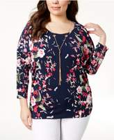 Thumbnail for your product : JM Collection Plus Size Printed Necklace Top, Created for Macy's