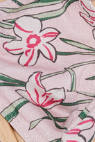 Thumbnail for your product : Morgan Lane Tina Knotted Floral-print Metallic Bikini Top