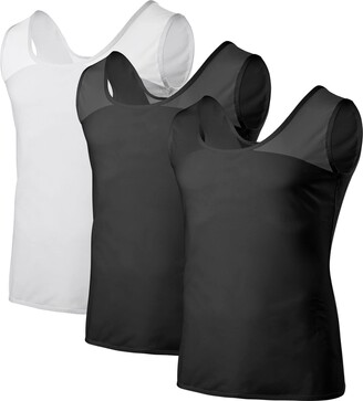 Odoland Mens Slimming Vest 3 Pack Compression Shirt Slimming Men Body Shaper  Undershirt Shapewear Tank Top - Black/Black/White/Medium - ShopStyle