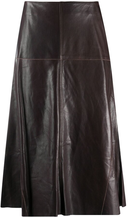 Arma High-Waisted Leather Midi Skirt - ShopStyle