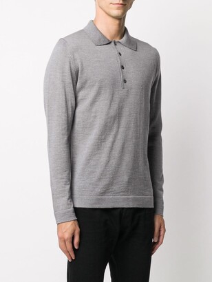 Cenere GB Long Sleeved Knitted Polo Shirt