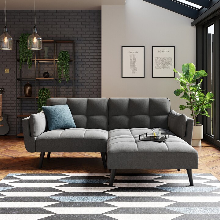 Dunelm Colton Flatweave Clic Clac Chaise Grey ShopStyle Sofas & Loveseats