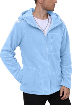 CTU Mens Fleece Hoodies Zip Up Fleece Jacket Long Sleeve Hooded Sweatshirt  Casual Pullover Coat Blue 3XL - ShopStyle