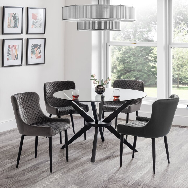 Dunelm Hayden 4 Seater Round Dining Table, Clear Glass Clear/Black