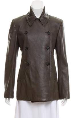 Nicole Farhi Leather Button-Up Jacket