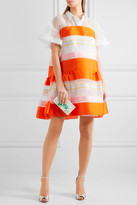 Thumbnail for your product : DELPOZO Cotton-organza And Striped Satin Mini Dress - Orange