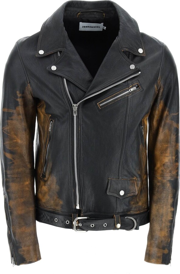 JORDAN LUCA Gradient Leather Biker Jacket - ShopStyle