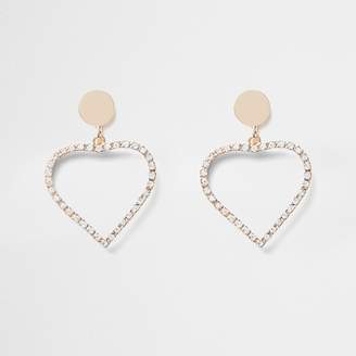River Island Girls Gold diamante heart clip on earrings