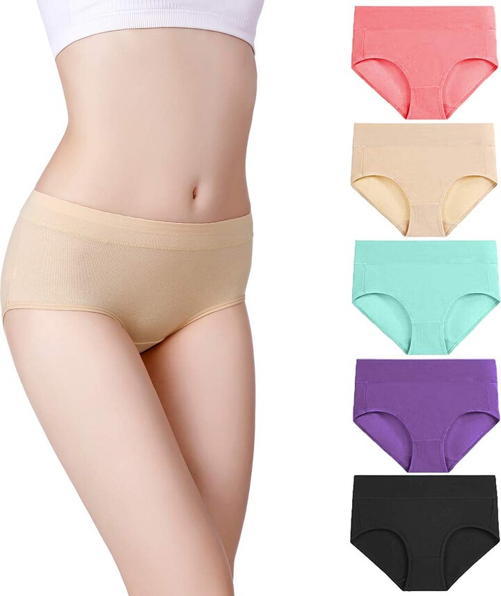 Fulyou Womens Cotton Knicker Mid Rise Ladies Briefs Multipack Soft