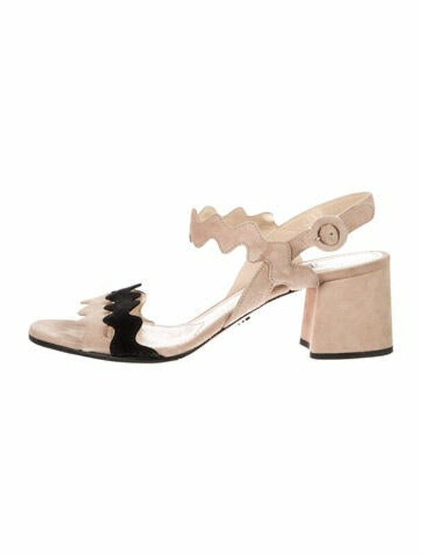 Prada Suede Scalloped Accent Sandals - ShopStyle
