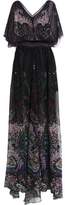 Thumbnail for your product : Roberto Cavalli Velvet-trimmed Silk-chiffon Gown