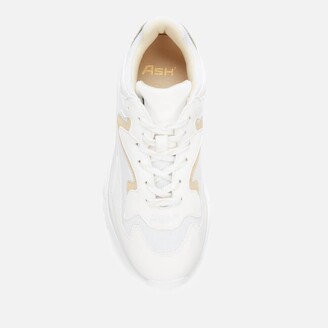 Ash Women's Addict Leather/Suede Chunky Running Style Trainers - White/Vaniglia