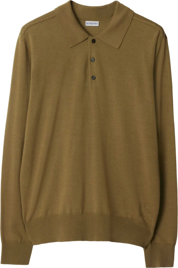Long-Sleeve Wool Polo Shirt
