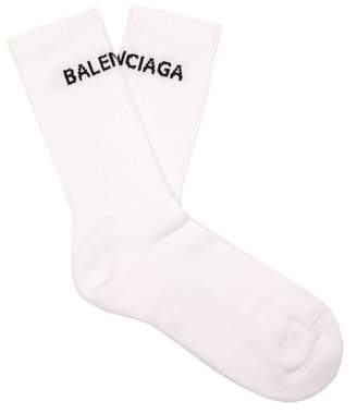 Balenciaga Logo Cotton Blend Socks - Mens - White