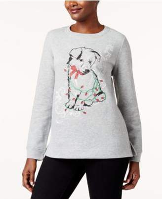 Karen Scott Puppy Graphic-Print Sweatshirt, Created for Macy's