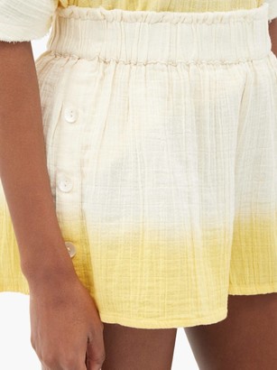 Anaak Aria Buttoned-side Dip-dyed Cotton Shorts - Yellow Multi