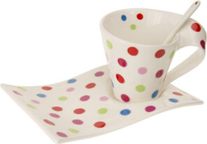 Gracie Oaks Schaeffer Dots 3 Piece Teacup and Saucer Set