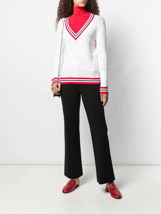 Gucci V-neck Knitted Logo Sweater
