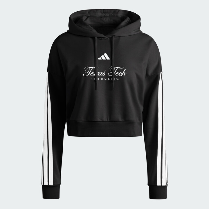 adidas Texas Tech Red Raiders Essentials 3-Stripes Crop Hoodie Black S Womens