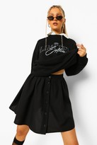 Thumbnail for your product : boohoo Woven Button Through Skater Skirt