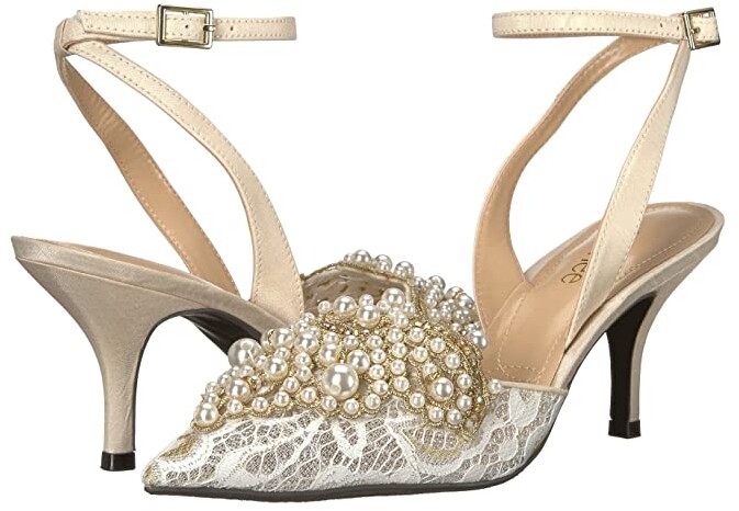 black evening shoes with pearls