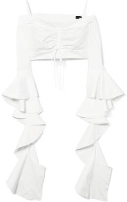 Ellery High Noon Off-the-shoulder Ruffled Cotton-poplin Top - White