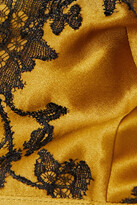 Thumbnail for your product : Carine Gilson Chantilly Lace-trimmed Silk-satin Soft Cup Triangle Bra - Yellow