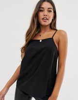 Thumbnail for your product : ASOS DESIGN cami with square neck with button back