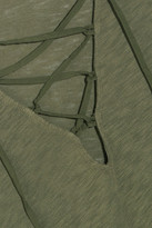 Thumbnail for your product : Splendid Lace-up Micro Modal And Stretch Supima Cotton-blend Jersey Top - Army green