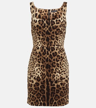 Dolce & Gabbana Leopard-print silk-blend minidress