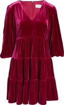 Thumbnail for your product : Eliza J Balloon Sleeve Tiered Velvet Trapeze Dress