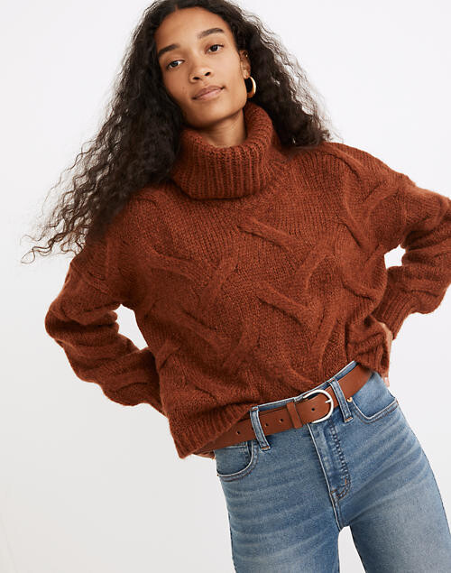 chunky cable turtleneck sweater