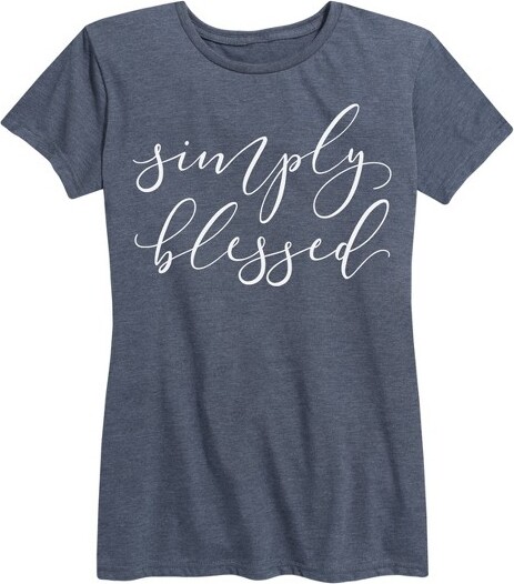 Instant Message Women'sInstantMessageSimplyBlessedShortSleeveGraphicT-Shirt-HeatherBlue-Large