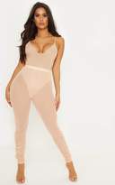 Thumbnail for your product : PrettyLittleThing Nude Mesh Ruched Hem Legging