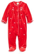 Thumbnail for your product : Little Me 'My First Christmas' Velour One-Piece (Baby Girls)