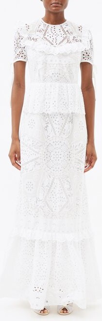 Erdem Kenley Cape-effect Gathered Sequined Chiffon Gown - Ivory 