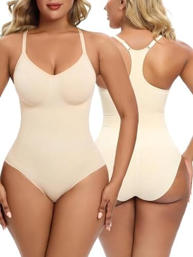 SHAPERX Body suits for Womens Tummy Control Thong Racerback Bodysuit