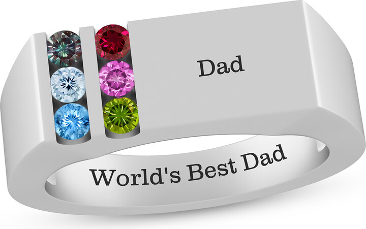Zales Gemstone Family Ring (1-6 Stones and 3 Lines)