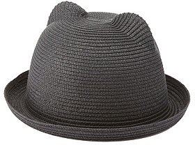 Charlotte Russe Cat Ear Straw Bowler Hat