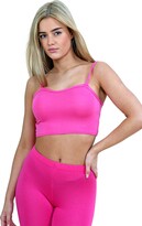 Thumbnail for your product : janisramone Womens Ladies New Plain Camisole Cami Bralet Vest Thin Strappy Gym Sports Running Bra Crop Top Neon Pink