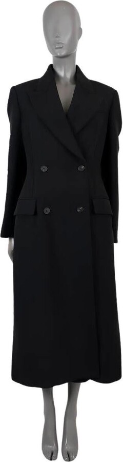 Alexander McQueen Black Wool 2020 Double Breasted Maxi Coat Jacket 44 L