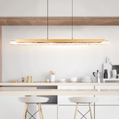 CWI Lighting Valira Integrated LED 48" Modern Chandelier with Handmade Textured Glass for Dining Room Foyer Bedroom Living Room