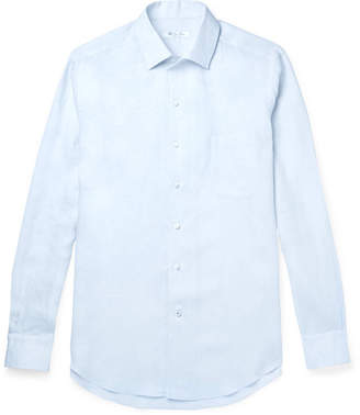 Loro Piana Slub Linen Shirt - Men - Light blue