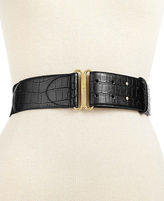 Thumbnail for your product : Lauren Ralph Lauren Croc Embossed Faux Leather Stretch Belt - Black