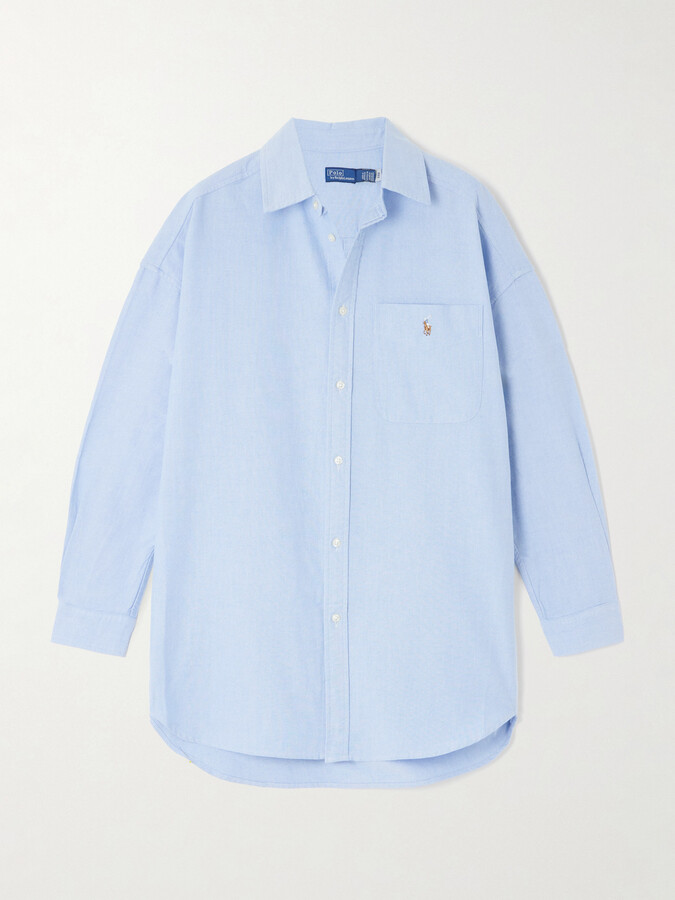 Polo Ralph Lauren Embroidered Cotton-poplin Shirt - Blue