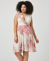 Thumbnail for your product : Le Château Check Print Chiffon High-Low Wrap Dress
