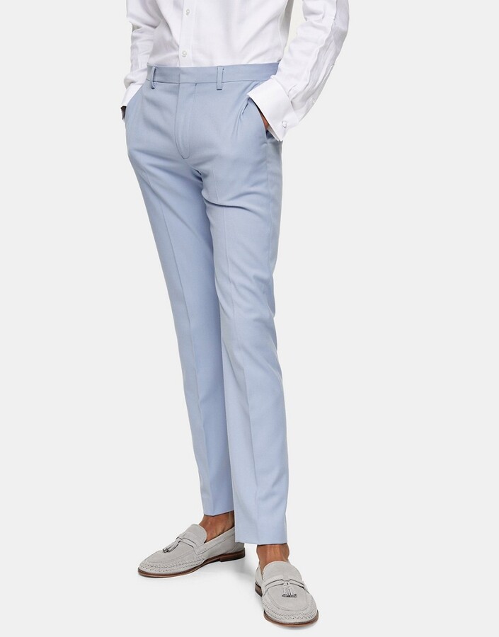 Topman skinny suit trousers in light blue ShopStyle